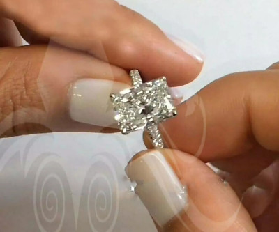 2.5 CT Radiant Cut Moissanite Engagement Ring With Matching Band 14K White Gold