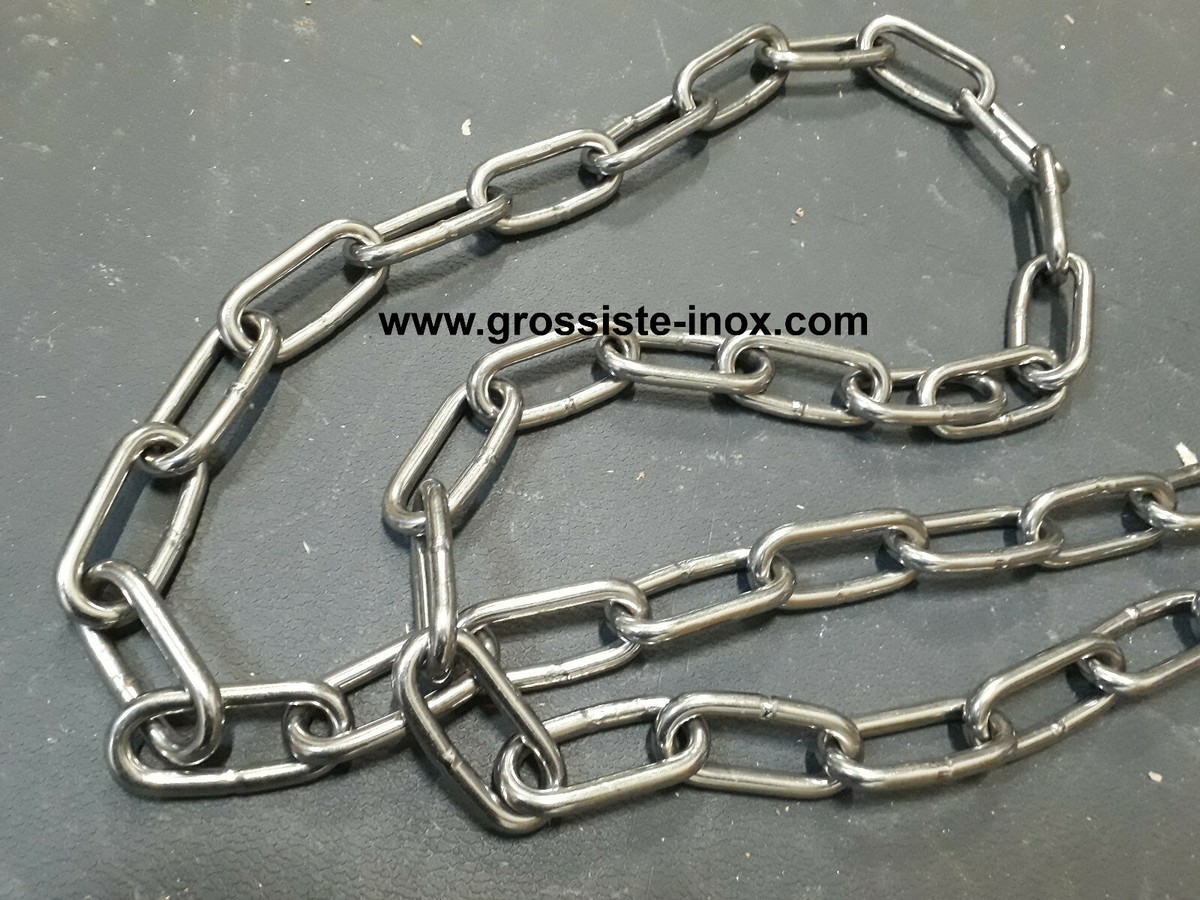 M Chaîne à Maillon Long Diamètre 4 Inox A4 (vendu Au M)-1