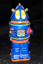 Classic 3.5" LIL BLUE ROBOT - Tin Mini Wind-Up Toy / MS274 KR