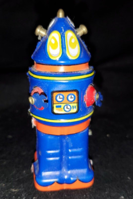 Classic 3.5'' LIL BLUE ROBOT - Tin Mini Wind-Up Toy  / MS274 (KR)