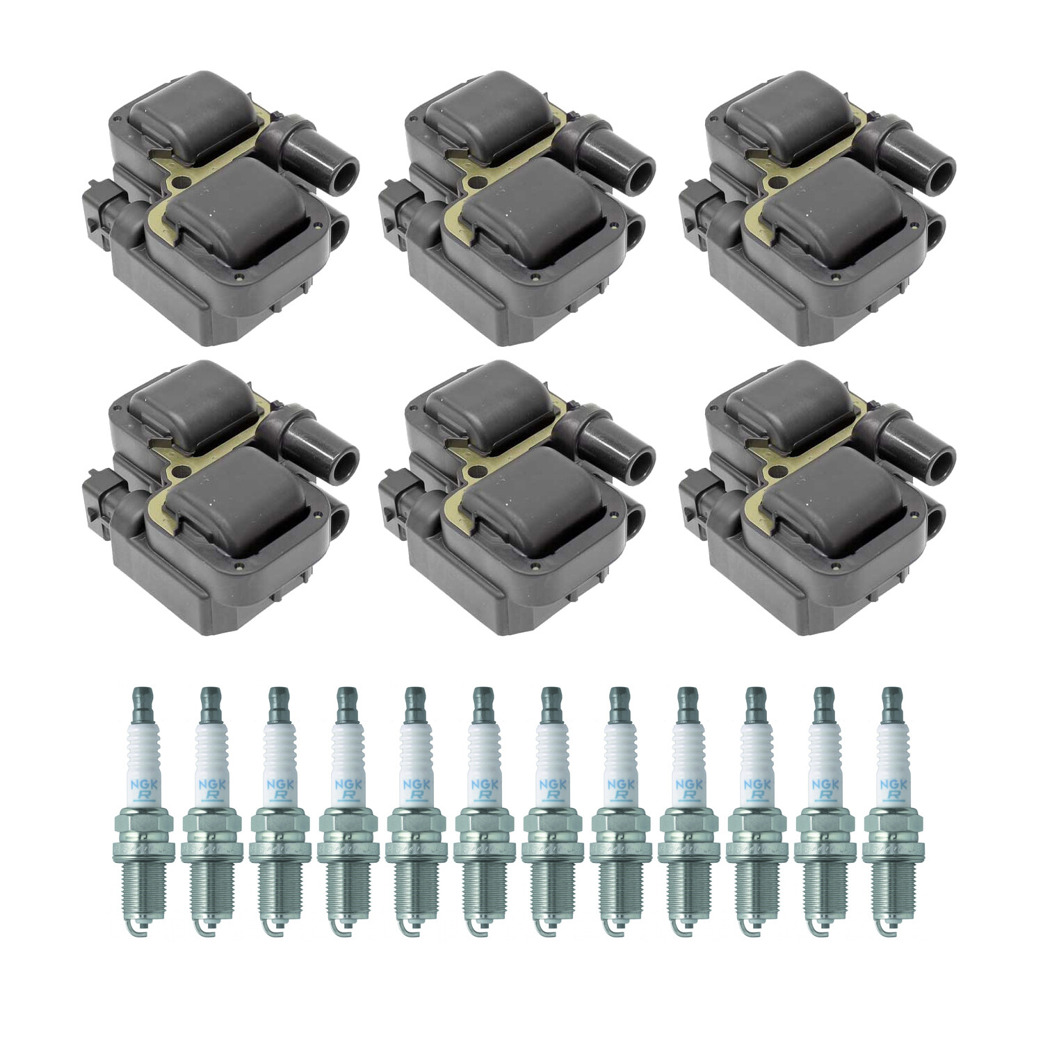 Bosch 2 Ignition Coil NGK 12 V-Power Spark Plug Kit For C240 E320 CLK320 V6