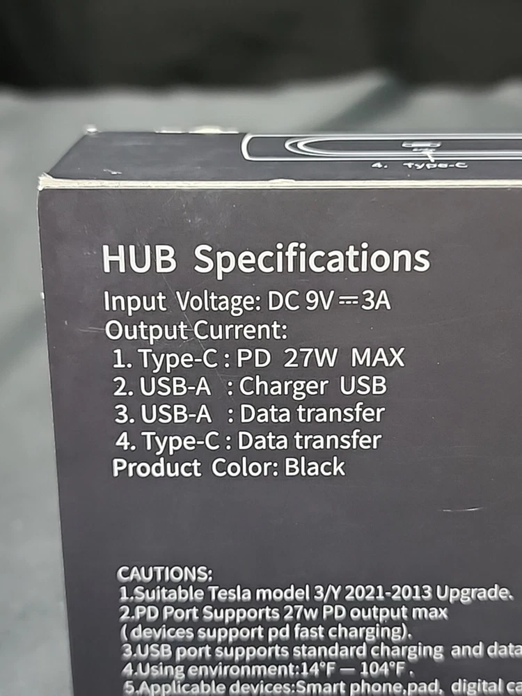 USB Hub LED Docking Station Center Smart Sensor For Tesla Model 3 / Y 2021 2022
