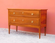 Comò cassettone Luigi XVI, noce, due cassetti, piano legno, '800 - L 125,5 cm!