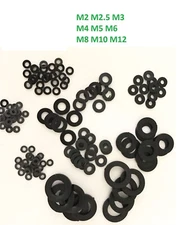 M2, M2.5, M3, M4,M5, M6, M8, M10, M12 black Plastic Nylon Flat Spacer Washer