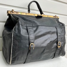 Alte Arzttasche Ledertasche Doktortasche Hebammentasche Tasche Vintage Schwarz