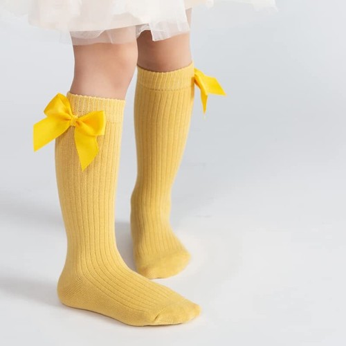 Little Girls' Knee High Socks Bow-Stitched Bows Long Stockings 2-5T 6 Colors - Picture 4 of 7