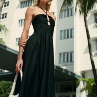 reformation black halter dress Reformation Halter Maxi Knit Dress in Black