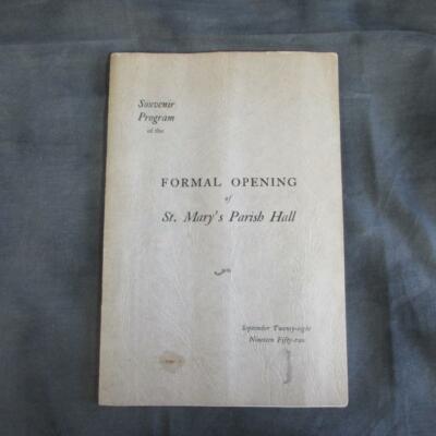 1952 Formal Opening St. Mary's Parish Hall Program, Dover, NH