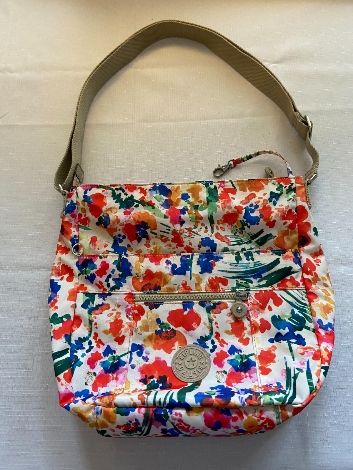 Kipling Multi Colored Flowered Cross Body Shoulde… - image 1
