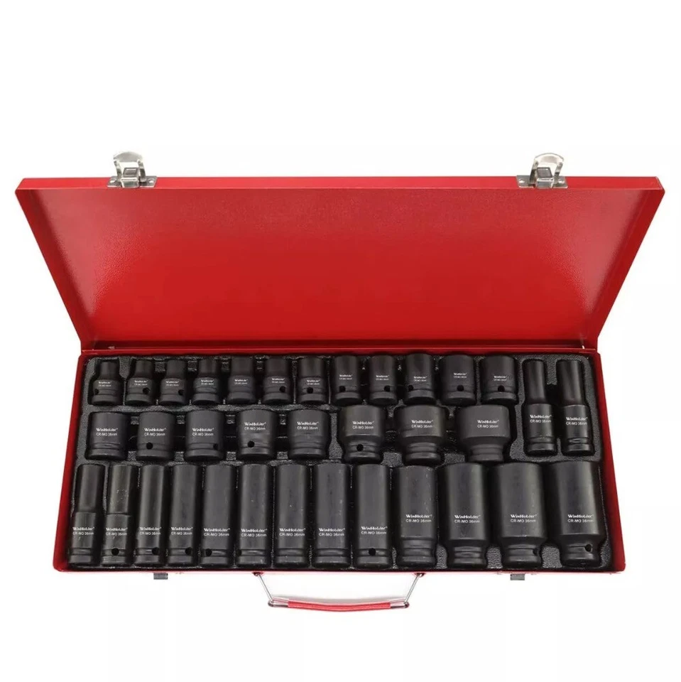 35pcs DEEP IMPACT Socket Set 1/2" Inch Drive Long Reach Impact Sockets 8mm-32mm - Image 2 of 4