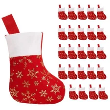24 Pack Mini Christmas Stocking 7 Inch Small Hanging Stocking Holiday Decoration