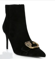 NWB Kurt Geiger London Black Suede Mayfair Eagle Head Ankle Booties Boots  7