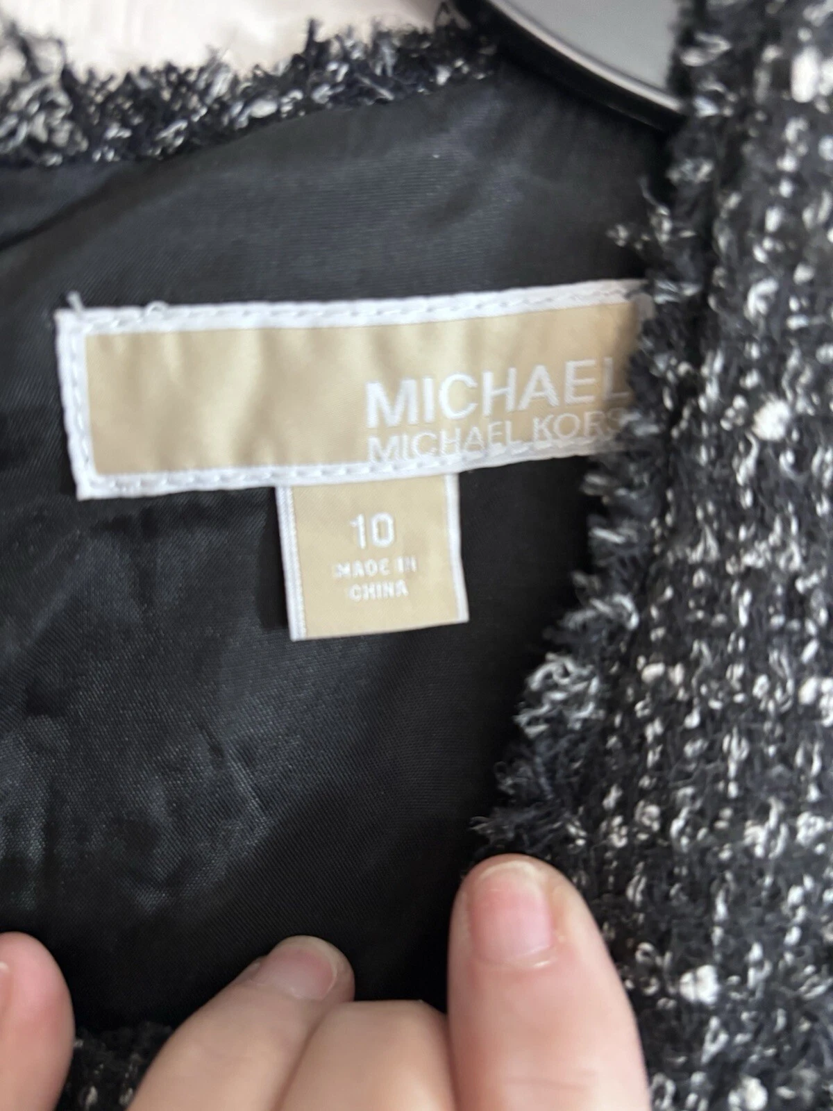 Abito Michael Michael Kors taglia 10 tweed senza maniche lusinghiero senza richiami 2838