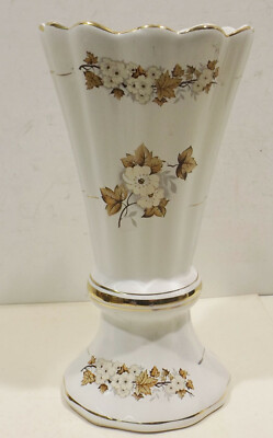 A&B Ankara Billurive Porzellan Vase mit  Blumendekor und Goldlinien - Vintage