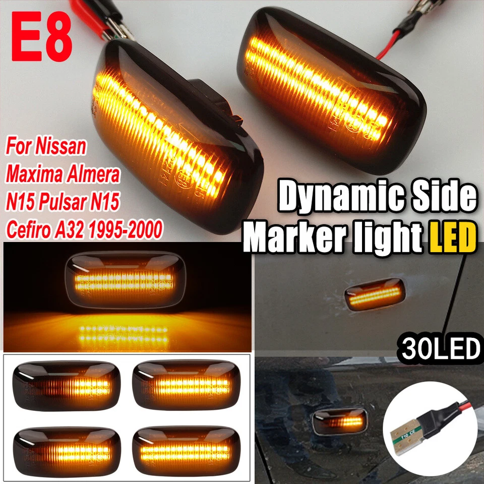 Luz de señalización lateral dinámica LED negra para Nissan Máxima 1995 1996 1997 1998-2000 Foto 2 de 4