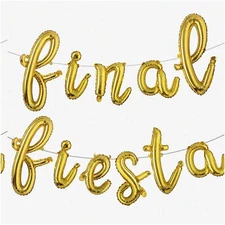 "Golden Fiesta Frenzy: 16" Cursive Balloon Banner for Bridal Showers, Baby Showe