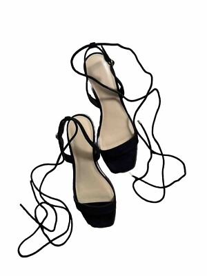 NEW Charles Keith Open Toe Wedges Straps Sandals Black Box SZ 38 French  Style - Main Image