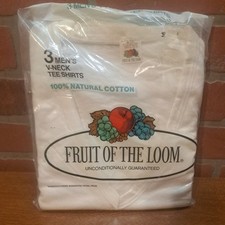 1978 Vintage Fruit Of The Loom V-Neck Tee Shirts 3 Pack Size small 34-36 new