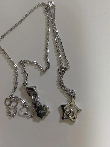 Christian Dior Silver Necklace Star & Logo Charm, Casual, Used