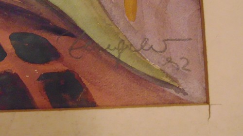 Originales Aquarell Abstrakt Siegnirt von Zeu ??? 49x62,5cm MIT EIN RIES IM PAPI - Bild 6 von 9