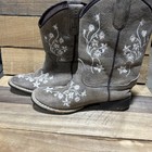 TWISTER GIRLS LILY BROWN & WHITE FLORAL EMBROIDERY SQUARE TOE COWBOY BOOTS SZ 12 — photo 7