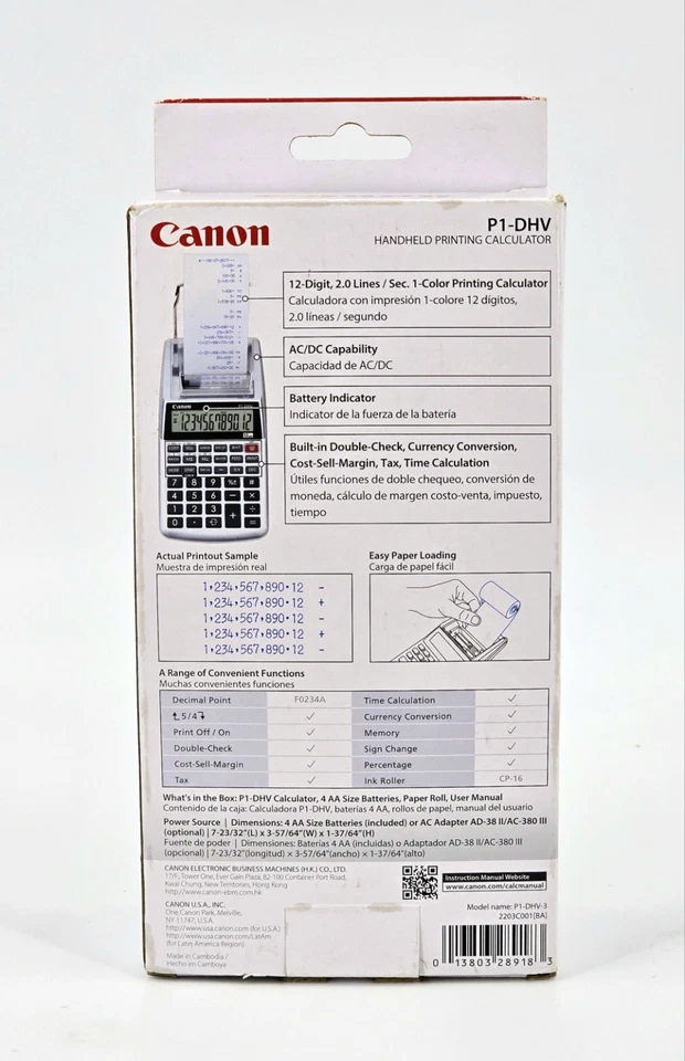Canon P1-DHV-3 Printing Calculator LCD Silver New - Image 4 of 4