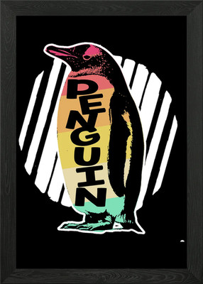 Pinguin Retro Vintage gerahmtes Wandbild Poster Leinwanddruck Bild