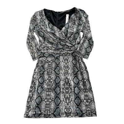 Ark & Co Dress Small Snake Python Print Jersey Knit Bodycon Knotted Side Mini