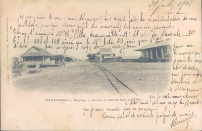 MADAGASCAR MAJUNGA railways 1900s litho PC