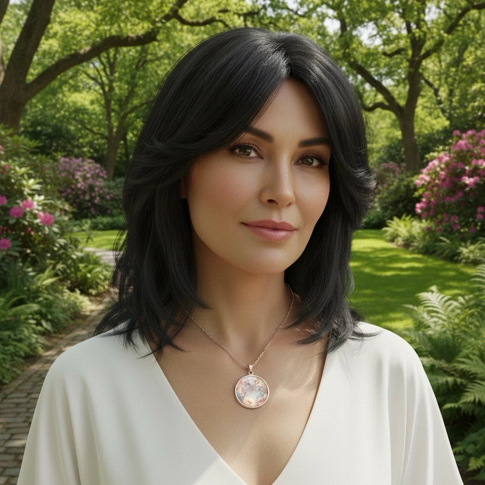 Halskette Mit Anhänger Roségold Edelstahl Amulett Kette Frau Schmuck Blumen Rosa - Bild 2 von 4