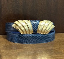 VTG Milor Blue Genuine Snake Fashion Belt Sz M/L 1  Wide GUC
