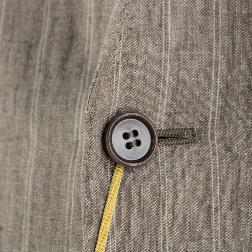 Canali NWT 100% Linen Two Piece Suit Size 56R (46R US) In Brown Striped - Image 2 of 4