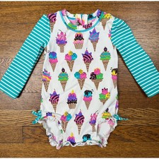 Hatley Girls' Ice Cream Print Rash Guard Suit Size 6-12 M