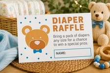 50 Pack Teddy Bear Diaper Raffle Tickets for Baby Shower