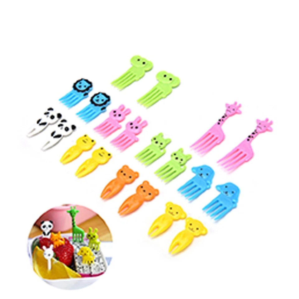 30 Pcs Mini Fruit Fork Cartoon Animal Snack Cake Dessert Food Pick Bento Lunch - Image 4 of 4