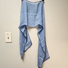 ANNE KLEIN Blue With Dark Blue Piping Rectangular Chiffon Scarf Approx 9x56"