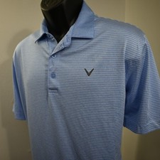 Callaway Golf Polo Blue Striped Opti-Dri Performance Short Sleeve Men Size Large