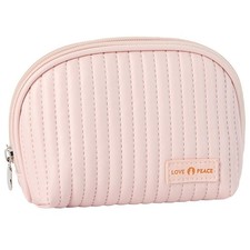 Small Makeup Pouch Cosmetic Bag For Purse Lightweight Travel Clutch Pink