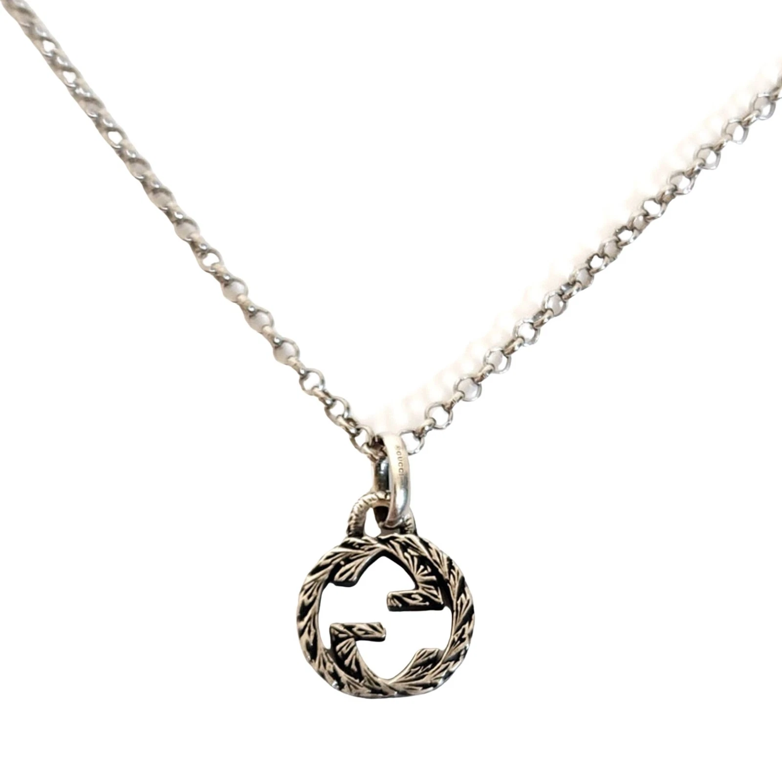 Gucci Collier Argenté Entrelacé G Bijoux Authentique