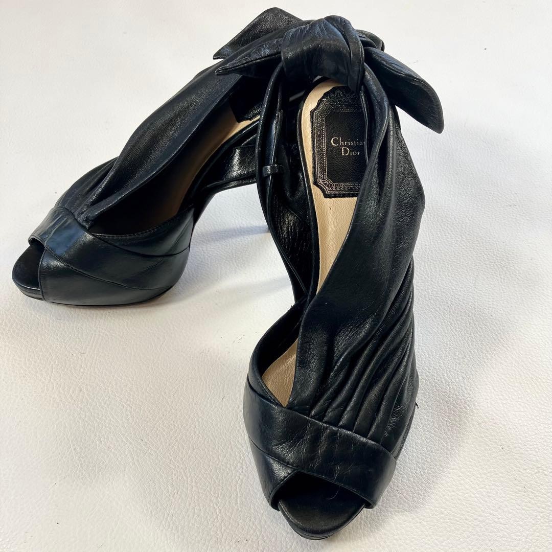 Christian Dior Pumps Heel Ribbon Leather Black EU34.5/US4.5 107319c thumbnail 14