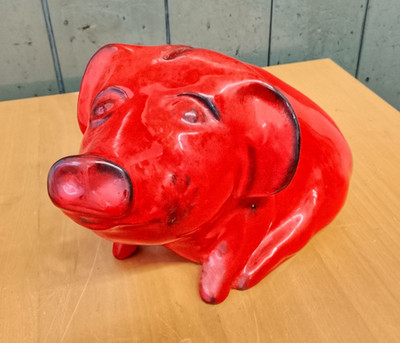 VINTAGE 60er JAHRE GROSSES KERAMIK SCHWEIN SPARSCHWEIN 30x18x15cm