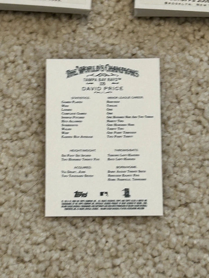 2009 Topps Allen & Ginter 工作套装 267 张卡 David Price 新秀 High #’s — 第 3/3 张图片