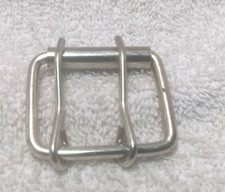Silver Double Prong Roller Replacement Belt Buckle Good Usable Shape