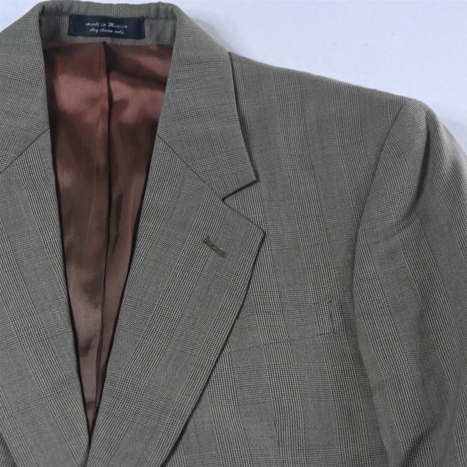 Vtg Ruffini 41R 42R 32x30 Green Glenn Check Wool Mens Jacket Pants Suit - Image 3 of 4