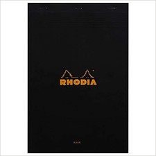 Rhodia Staplebound Notepad - Blank 80 sheets - 8 1/4 x 12 1/2 - Black cover