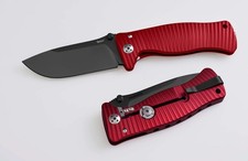 Cuchillo Plegable Molletta Aluminio LION STEEL SR-1 Mango Rojo Hoja Negra