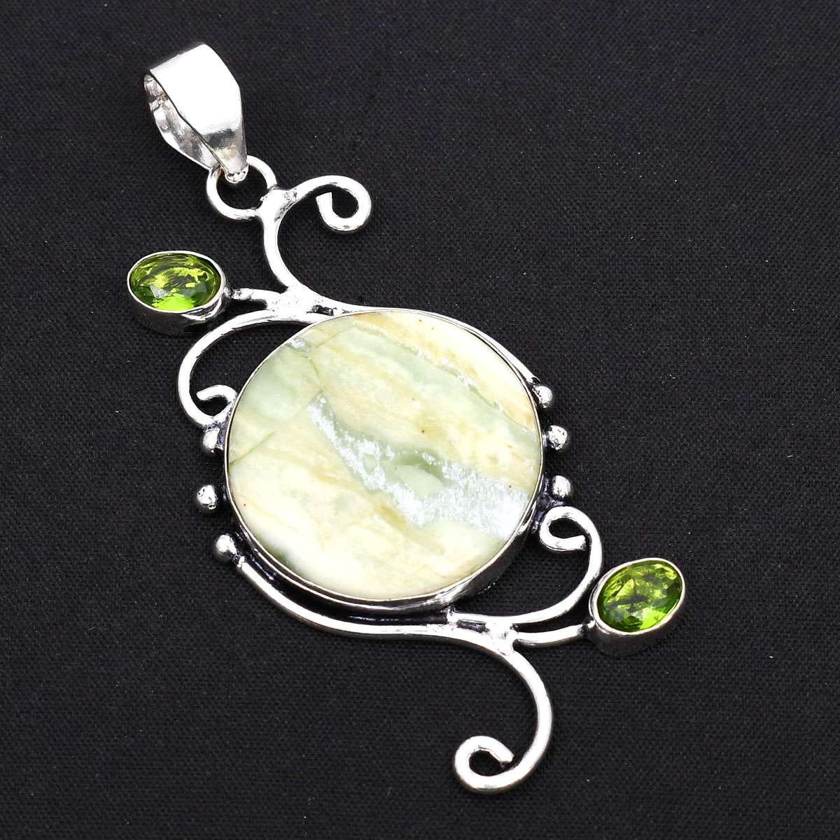 Dendrite Opal Peridot Gemstone Ethnic Handmade Pendant Jewelry 3