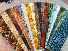 Batik Fabric Strips 20 pieces 2.5"x 44" ribbon jelly roll earthtones