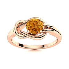 5MM Round Citrine Infinity Love Knot Women Ring 925 Sterling Silver Rose Plated