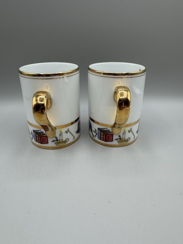 Department 56 Mug Cup Dickens Village Christmas Coffee Tea Gold Trim Set 2 - Picture 4 of 11